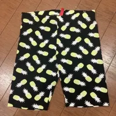 パイナップル柄 ブラック ハーフパンツ S レギンス