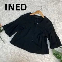 INED イネド　ブラック　ノーカラージャケット　長袖