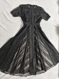 美品　スナイデル レースプリーツフレアワンピース オケージョンドレス ブラック