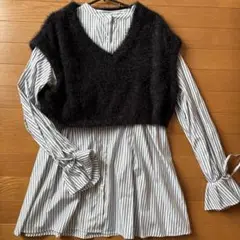 heather ヘザー　ニットベストSET チュニック　シャツワンピ