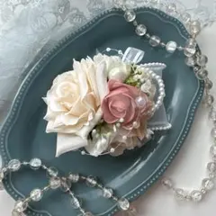 コサージュ　卒業式　入学式　ハンドメイドコサージュ　バラのコサージュ