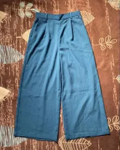 美品【古着】レディース　バギースラックス　1タック　ダークグリーン　サイズM