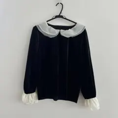 ベルベット 黒 長袖 トップス