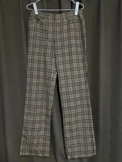 バーバリー　ブルーレーベル　38 ノバチェック　ロングパンツ　ベージュ　ウール混