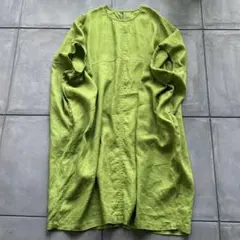 08mab リネン100% モモンガシルエットワンピース ライトグリーンのサムネイル