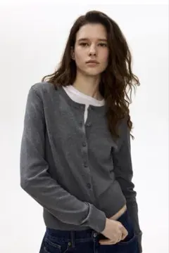【未使用タグ付き】H&M ファインニットカーディガン　グレー　M