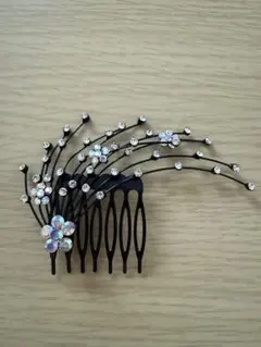 【美品】ヘアコーム クリスタル 花モチーフ