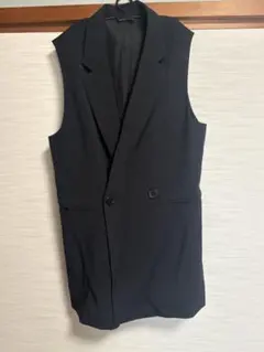 GU ジレブラック ダブルボタン ノースリーブベスト M