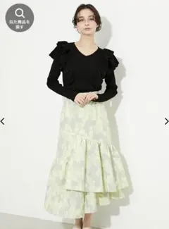 rienda フリルショルダーニットトップス