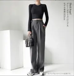 タグ付き！Dark Angel タックワイドパンツ グレー　ロング　丈長め　GU