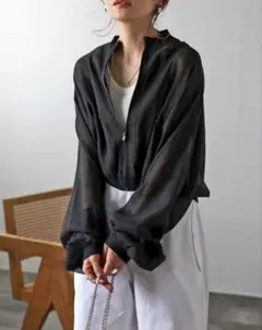 bonjoursagan　シアーショートブルゾン