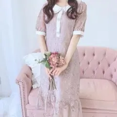 エブリン レースビジューマーメイドワンピース ピンク