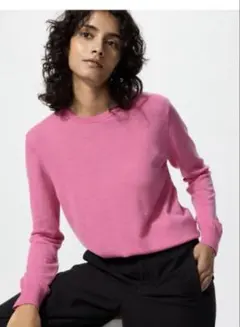 大人気！UNIQLO メリノクルーネックセーター　ピンクXL