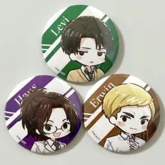 進撃の巨人　グラフアート　缶バッジ　学生服ver. リヴァイ　エルヴィン　ハンジ