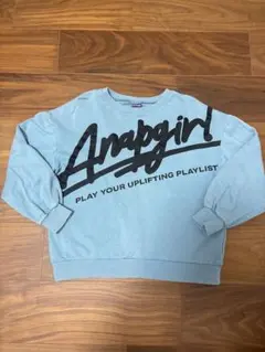 匿名配送 ANAP GiRL 水色 トレーナー ロゴ入り 150cm