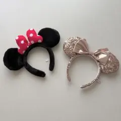【ディズニー】ミニー カチューシャ 2個セット ノーマル ピンクスパンコール
