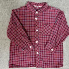 美品　ファミリア　赤チェック柄　長袖シャツ　９０　トップス　ミキハウス