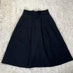 美品 【Anatelier】(36)黒 上品ミモレ丈 フレアスカート バックゴム