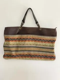 ヴィンテージ PaulSmith 大きいトートバッグ レザー キャンバス 総柄