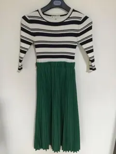 【美品】T/Cライトプリーツ ニットコンビワンピース