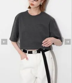 SLOBE IENA サイロスパンコンパクトTシャツ クロップド　グレーのサムネイル