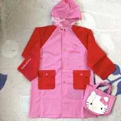 Hello Kitty レインコート サイズ120ピンク/赤
