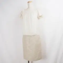 Y1765*23区☆切替☆ワンピース☆ベージュ 38