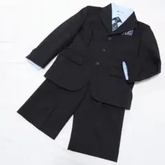キッズフォーマル 男の子 120 スーツ 黒 ボーイズ ストライプ 入学式