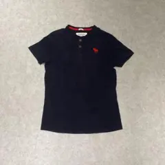 アバクロ L ネイビー y2k アーカイブ ロゴ刺繍 ヘンリーネック Tシャツのサムネイル