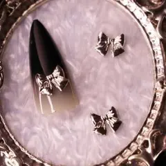 ハンドメイド ネイル 銀 シルバー パーツ メタル デコ リボン ハート フリル