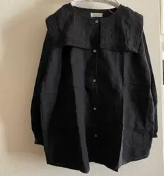 サマンサモスモス　ドビーレースセーラーブラウスブラック