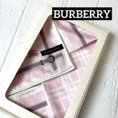 ☆未使用品☆ BURBERRY ハンカチ　ロゴ刺繍　ベルト柄　ピンクチェック
