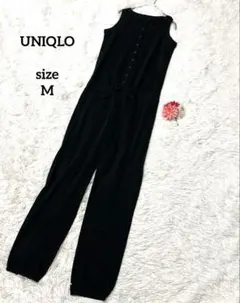 ユニクロ ノースリーブサロペット オールインワン ストレッチ 黒 Y2K 薄手
