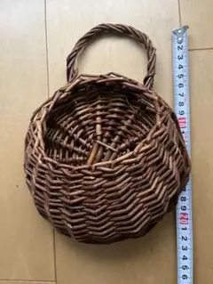 籐製丸型バスケット 直径約20cm