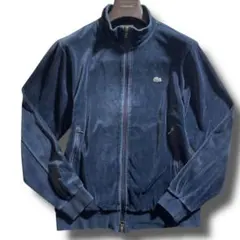 【希少】ラコステ ベロア ロゴ 刺繍トラックジャケット ネイビー L相当