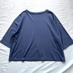 クリーニング済✨ かぐれ 毛100% バックボタン ブラウス ネイビー 