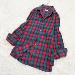 COURTLAND✨チェックシャツ 綿100% ネルシャツ 赤×紺×緑 F 日本