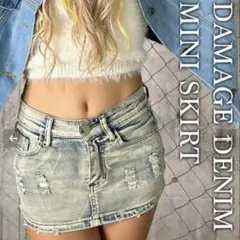 ダメージデニムミニスカート S