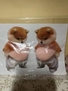柴犬お腹ぷくぷくシール2匹分1枚