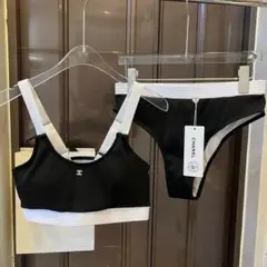 CHANEL リブ編みブラジャーショーツセット