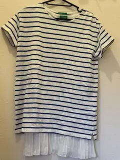earth music&ecology ボーダー Tシャツ プリーツ切替
