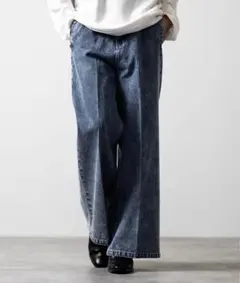 【CLEL】ヴィンテージデザイン フレアデニムパンツ ブルー