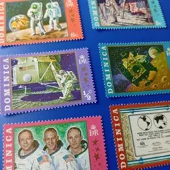 7049 外国切手 ドミニカ 1969年 宇宙飛行士と月面着陸 6V