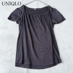 UNIQLO 유니클로 반소매 티셔츠 스퀘어 넥 블랙 XL면 100%