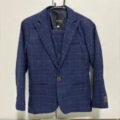 SS&NH ネイビー チェック柄 ジャケット ベスト ３点セット