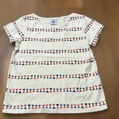 プチバトー アイボリー ストライプ Tシャツ 4ans/104cm