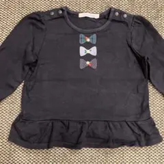 n*o様 ファミリア　サイズ80 長袖カットソー リボン刺繍　ネイビー