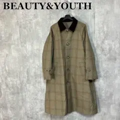 BEAUTY&YOUTH コットンシャンブレー×チェック ステンカラーコート M