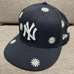 ニューエラキャップ　フラワーエンブロイダリー　花柄モノグラム刺繍　ヤンキース