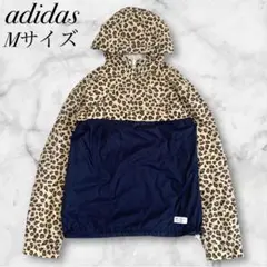 adidas originals ナイロンジャケット ヒョウ柄 フード ネイビー